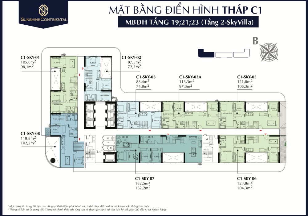 Mặt bằng Tháp C1 tầng 19, 21 23 tại Sunshine Continental