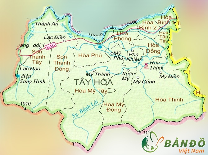 Bản đồ huyện Tây Hòa