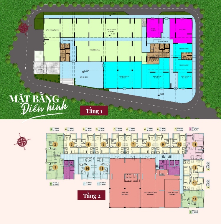 Phối cảnh tầng 1 và tầng 2 khu căn hộ Legend Complex 
