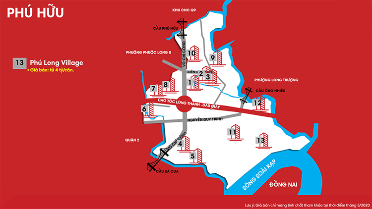 Bảng giá nhà phố & biệt thự tại phường Phú Hữu, Quận 9