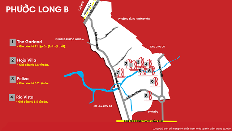 Bảng giá nhà phố & biệt thự tại Phường Phước Long B, Quận 9