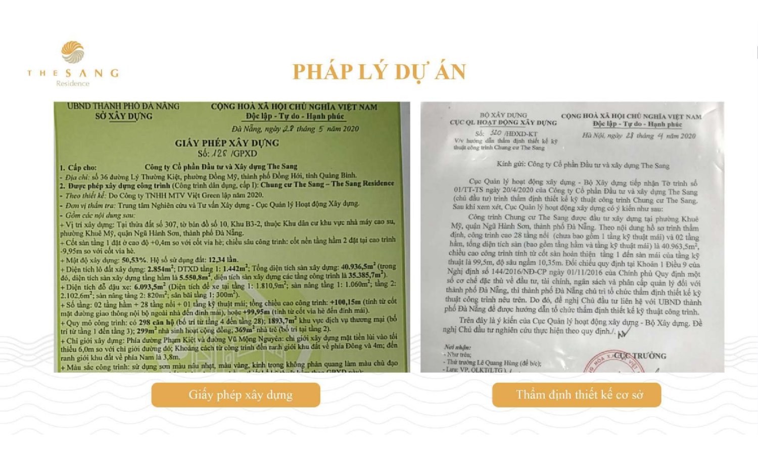 Pháp lý dự án The Sang Residence