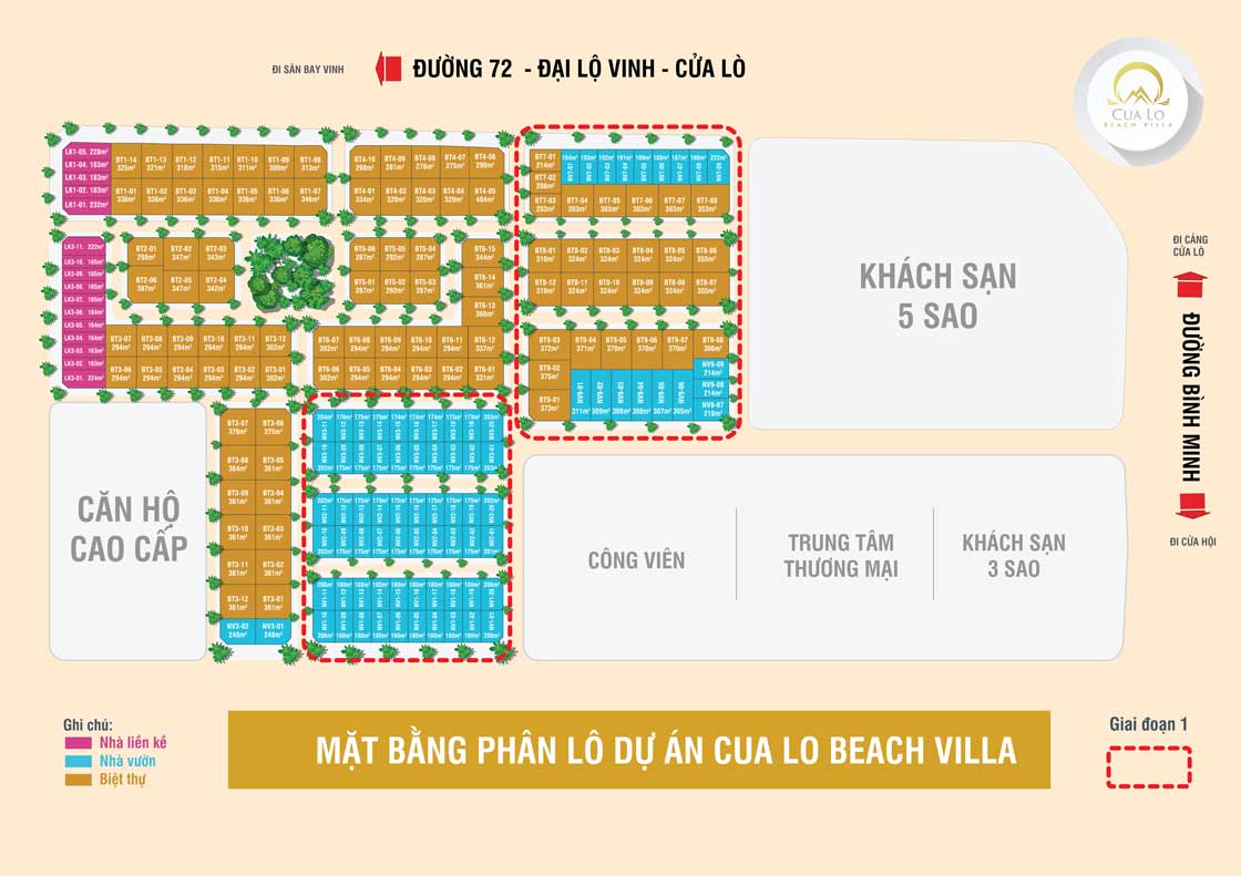 Mặt bằng Cửa Lò Beach Villas trong giai đoạn 1