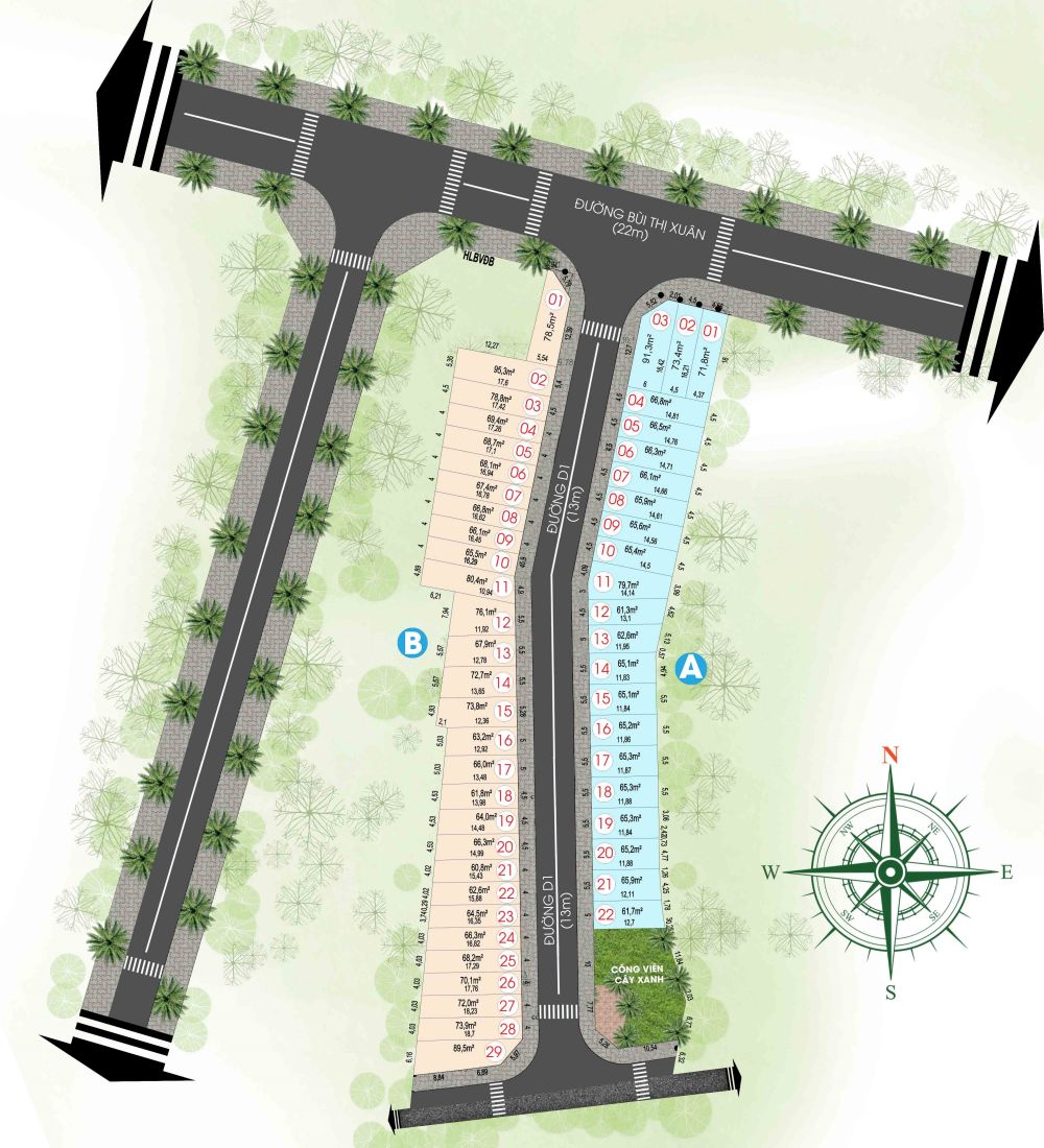 Mặt bằng phân lô dự án nhà phố An Phát Residence Bình Dương