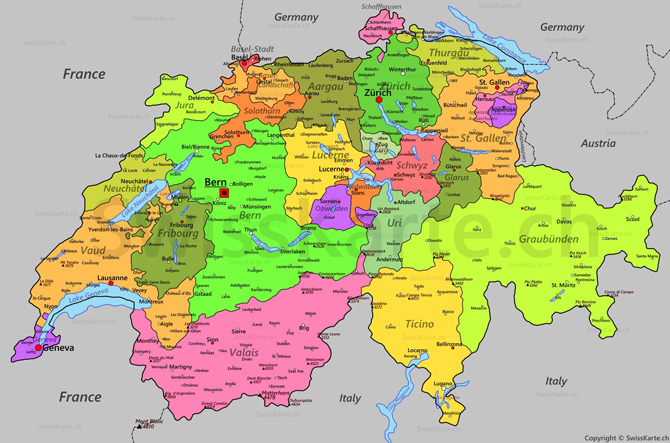 Bản đồ du lịch của Thụy Sĩ năm 2022