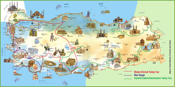 Bản đồ du lịch khổ lớn mới nhất của Thổ Nhĩ Kỳ