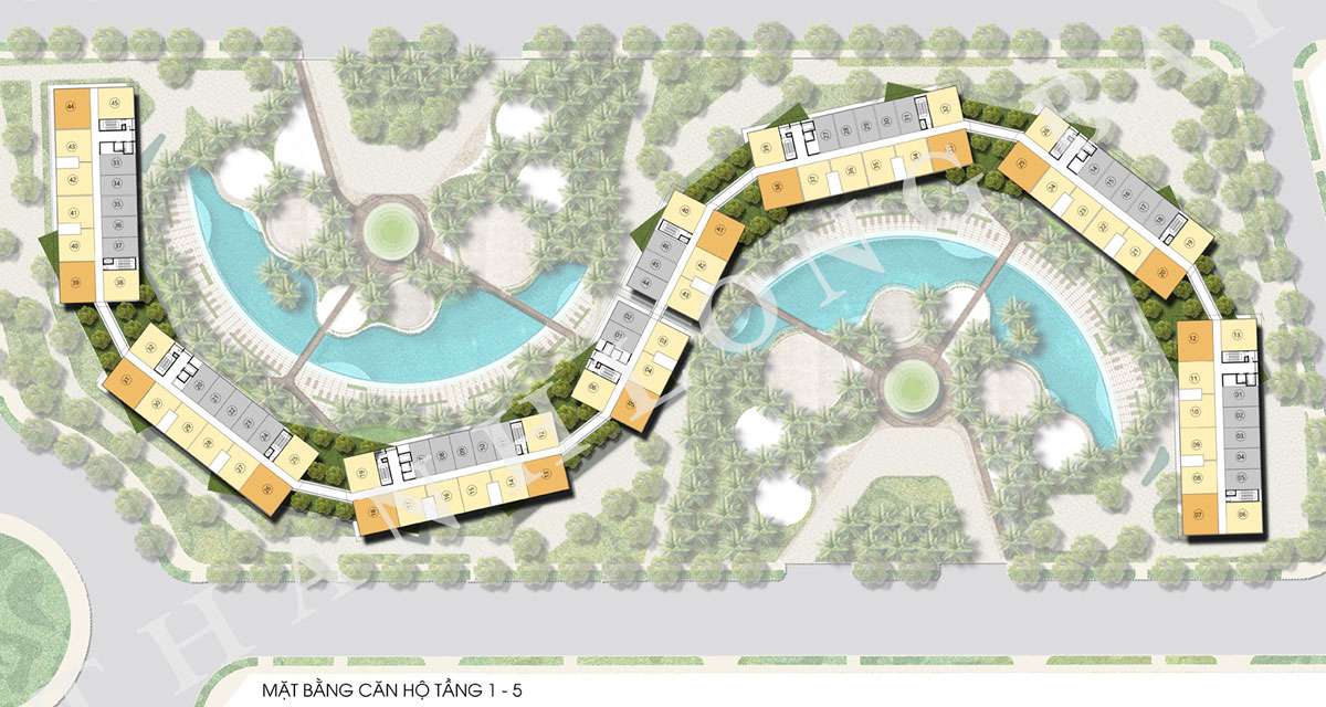 Mặt bằng tầng 1 – 5 Block Căn hộ Sky Garden