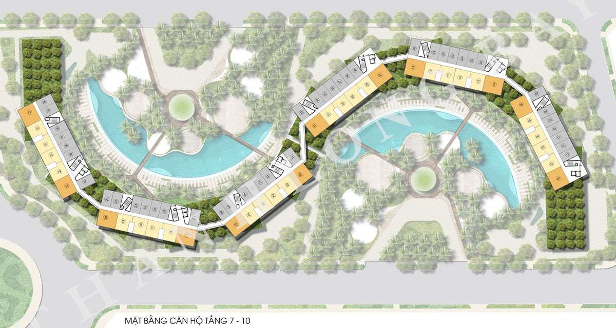 Mặt bằng tầng 7-10 Block Căn hộ Sky Garden