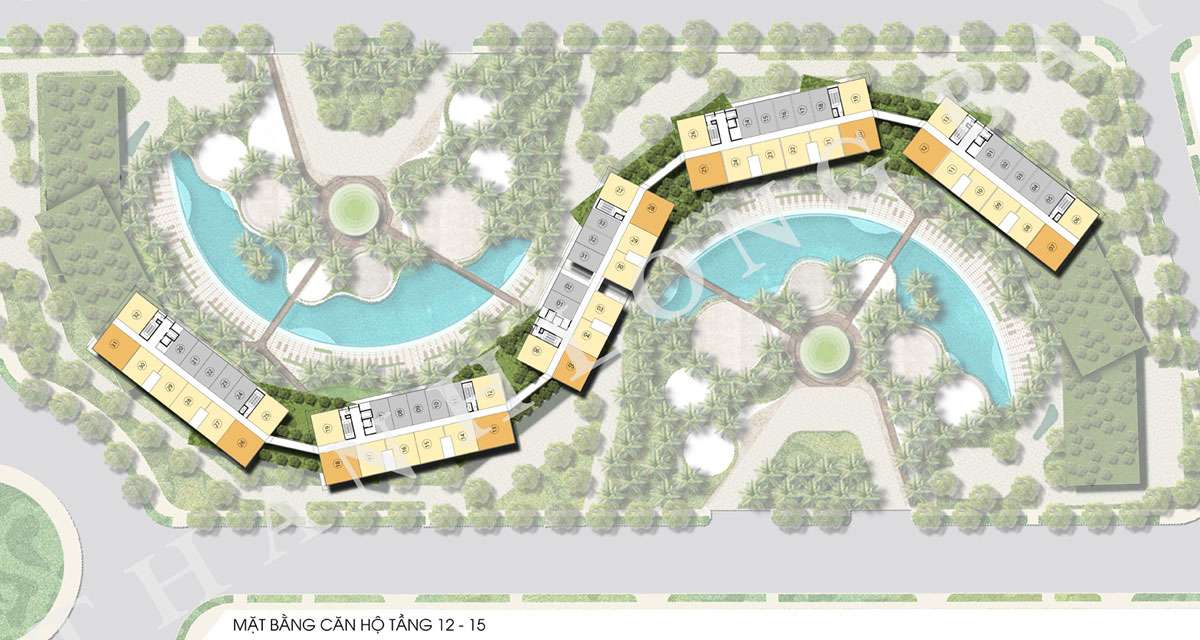 Mặt bằng tầng 12 và tầng 15 Block Căn hộ Sky Garden