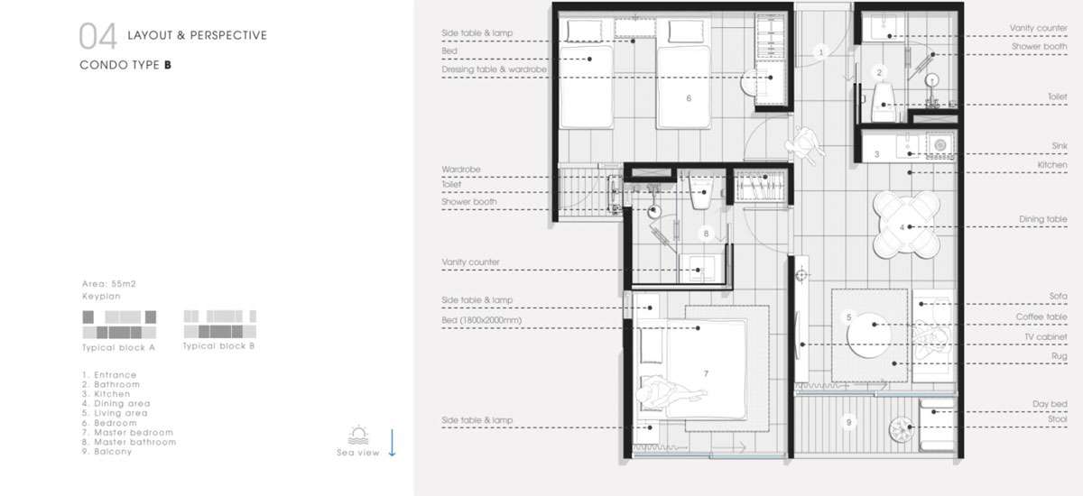 Thiết kế Căn hộ 2 Phòng Ngủ Thanh Long Bay