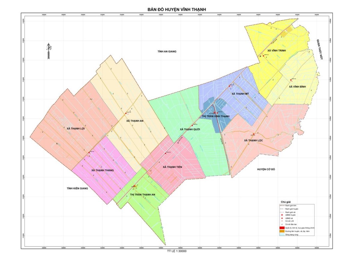 Bản đồ hành chính huyện Vĩnh Thạnh năm 2022
