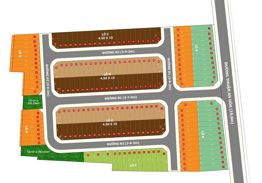 Mặt bằng phân lô dự án Thuận An Central Bình Dương