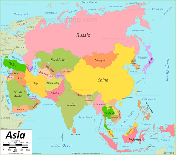 Bản đồ các nước Châu Á khổ lớn năm 2022
