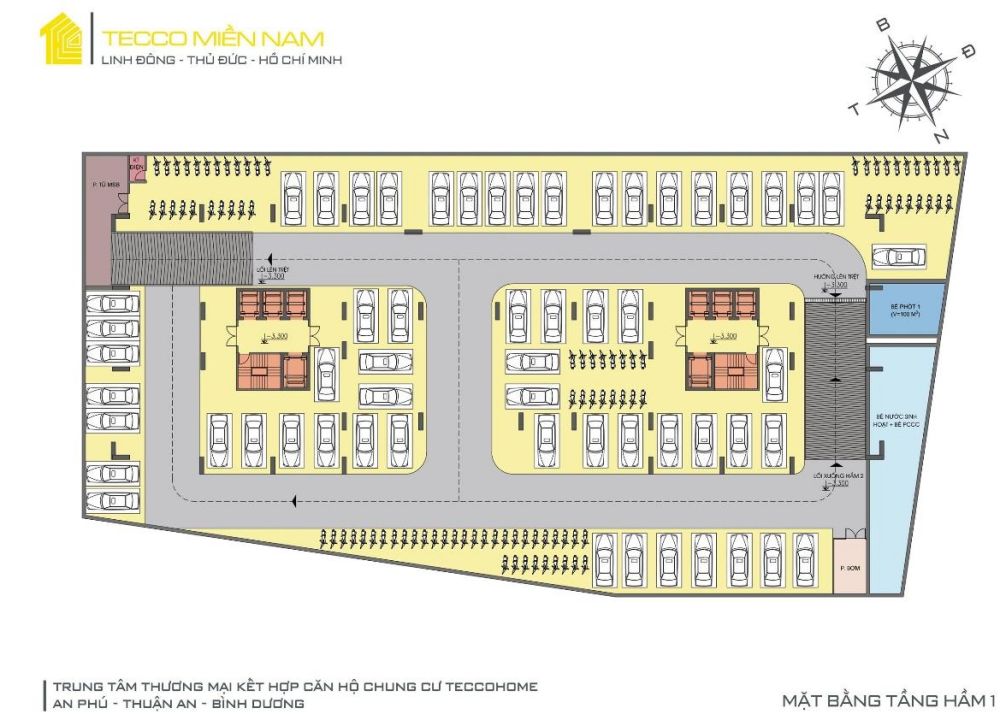 Mặt bằng tầng hầm 1 dự án căn hộ chung cư Tecco Home An Phú