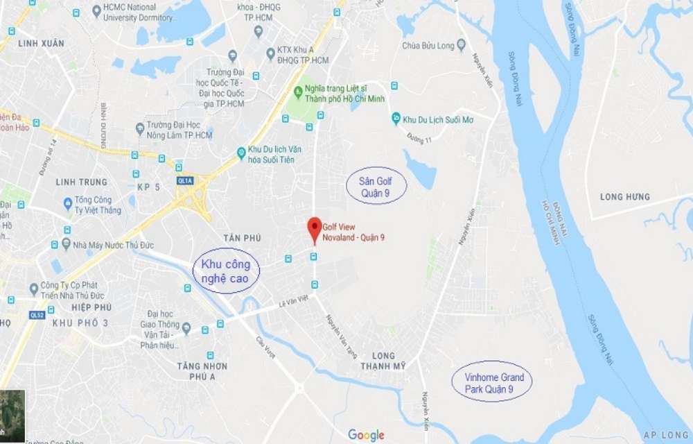 Vị trí Google Map dự án Golf View Residence 