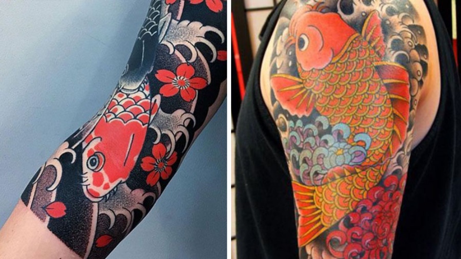 Hình Xăm Cá Chép Nguyên Cánh Tay Koi Fish Tattoo Nhật Bản Phong Cách  Yakuza Japan