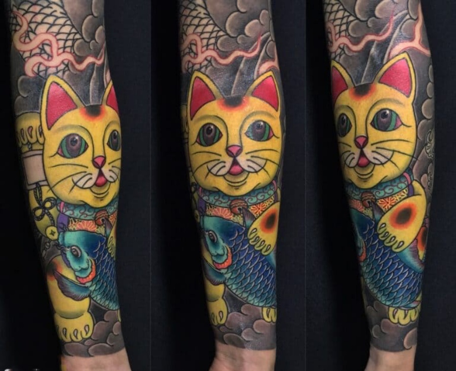 300 hình xăm mèo thần tài đẹp ý nghĩa tattoo mèo thần tài
