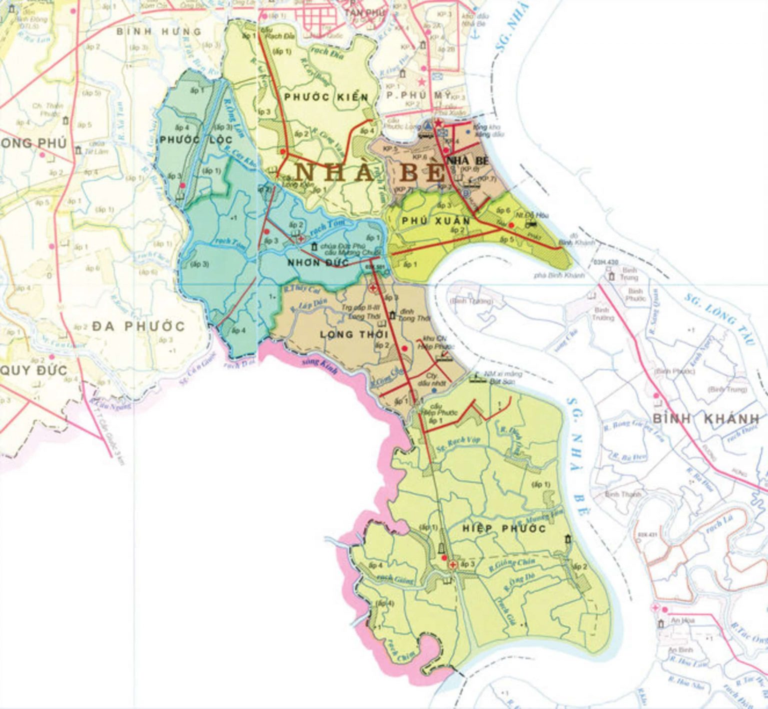 Huyện Nhà Bè nằm ở phía Đông Nam thành phố Hồ Chí Minh