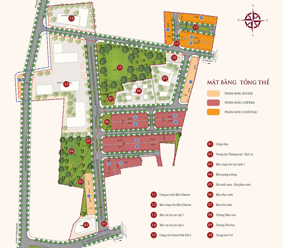 Mặt bằng dự án Opal Luxury với quy mô 8,68 ha gồm 11 Block cao 30 tầng với 3400 căn hộ cao cấp, mật độ xây dựng 30%, diện tích đa dạng từ 47m2 - 84m2 thiết kế 1-3 phòng ngủ, nội khu được triển khai xây dựng các hạng mục tiện ích.