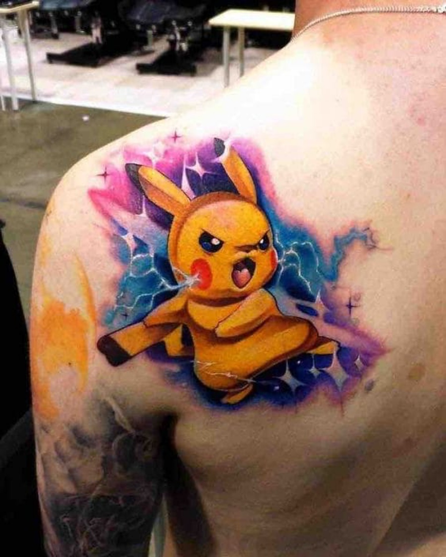 Hình xăm Pokemon Pikachu và các bản phác thảo hình xăm với các Pokemon  khác hình vẽ đen trắng và màu trên chân tay và các bộ phận khác của cơ thể