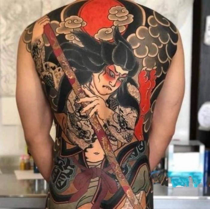 Hình xăm Nhật cổ Yakuza tattoo full lưng dũng mãnh
