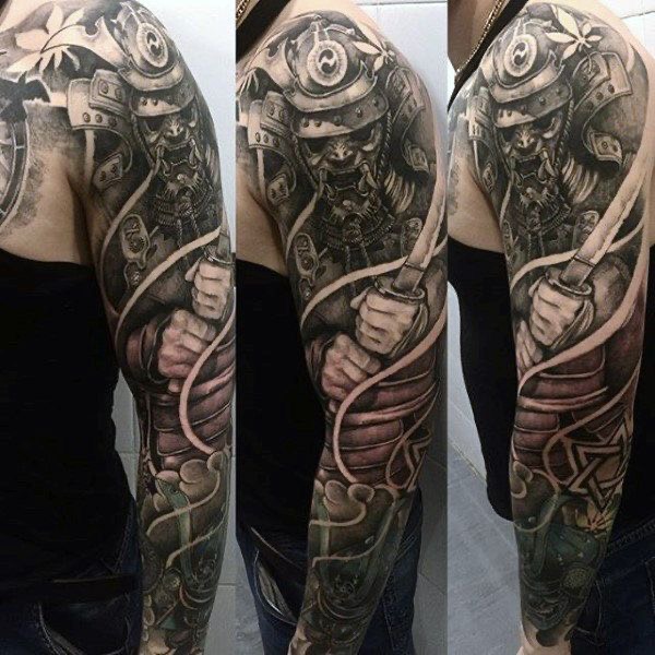 Mẫu hình xăm samurai kín tay