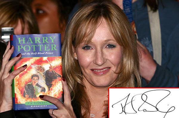Chữ ký của nữ nhà văn nổi tiếng J.Rowling, tác giả của bộ truyện nổi tiếng Harry Porter. Bà là người thuộc mệnh Hỏa
