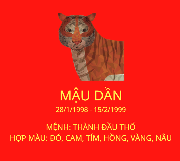 Sinh năm 1998 mệnh gì Tuổi Mậu Dần hợp tuổi nào Màu gì