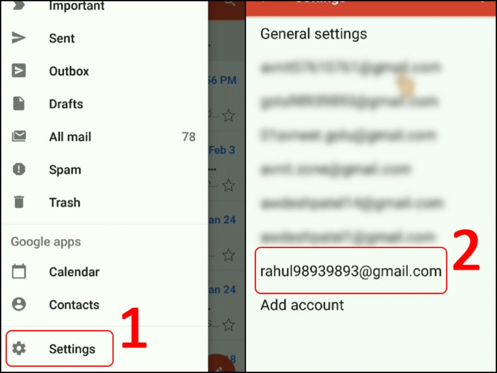 Chọn một tài khoản Gmail để thay đổi mật khẩu.