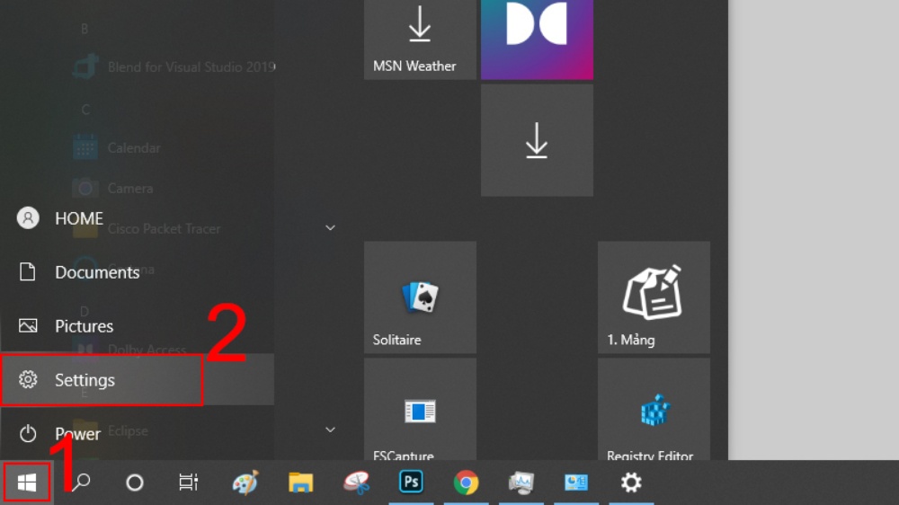 Nhấn chuột phải vào biểu tượng Start và chọn Settings