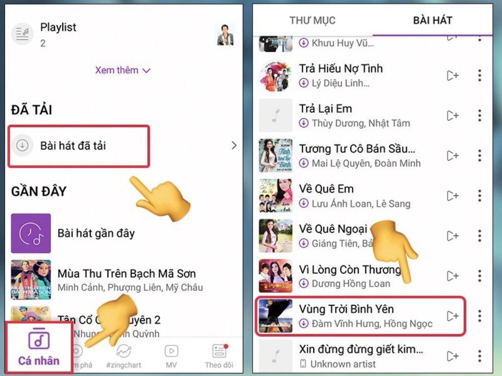 Hãy truy cập vào mục “Cá nhân” ở góc bên trái phía dưới màn hình để nghe nhạc.
