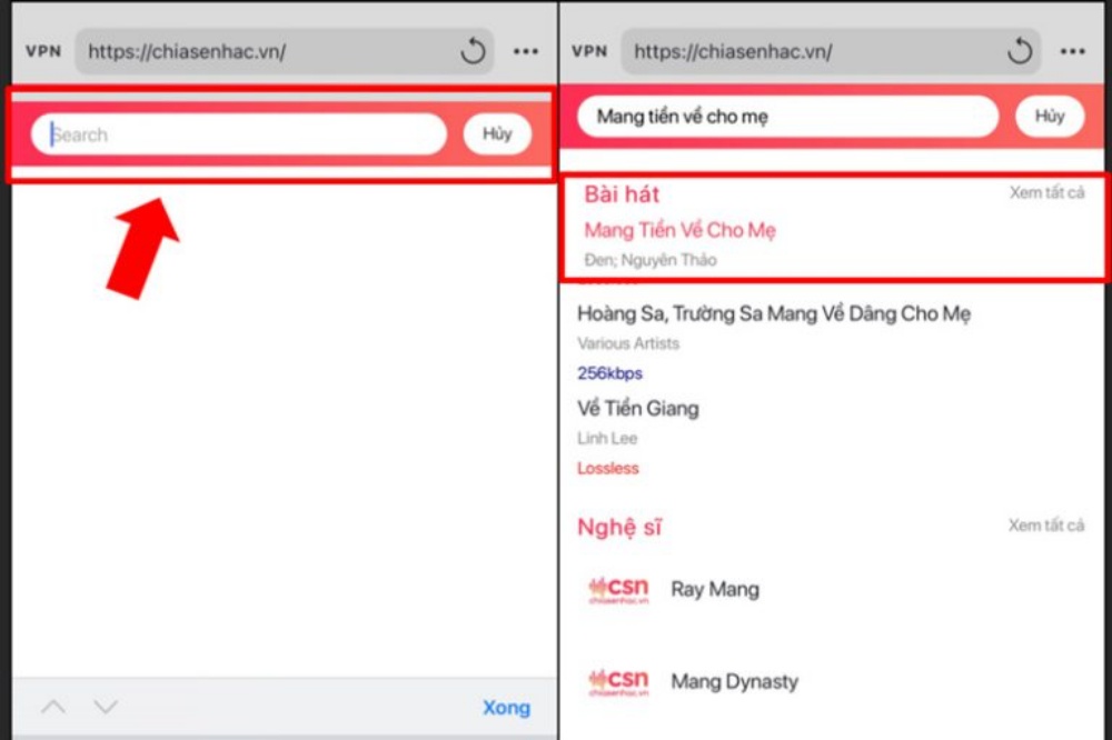 Chọn bài hát cần tải