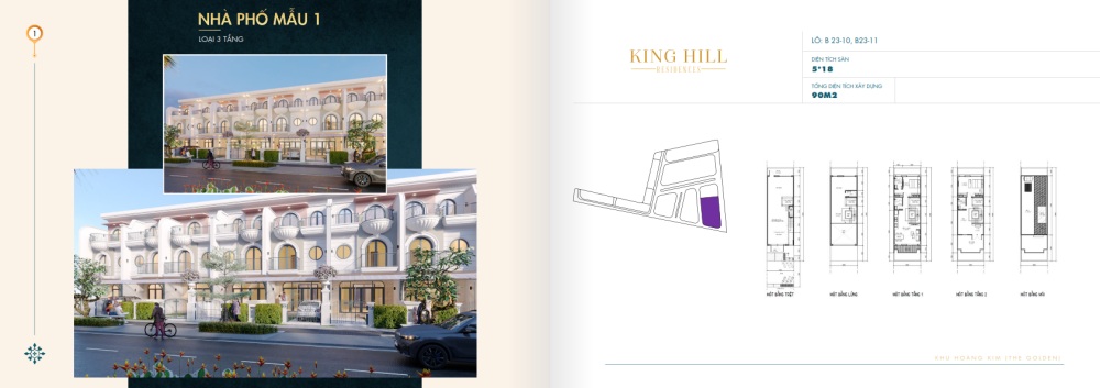Nhà phố 3 tầng mẫu 1 tại dự án King Hill Residences Long An