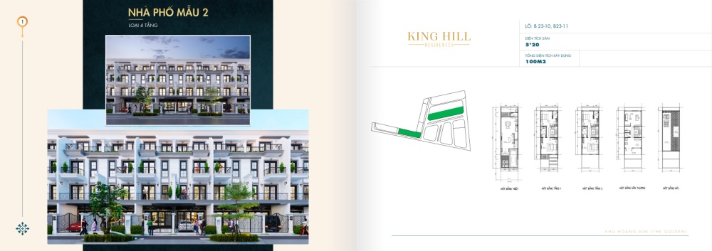 Nhà phố 4 tầng mẫu 2 tại dự án King Hill Residences