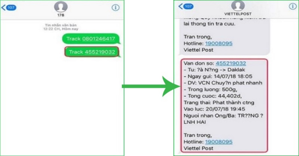 Xem vận đơn của Viettel Post bằng SMS