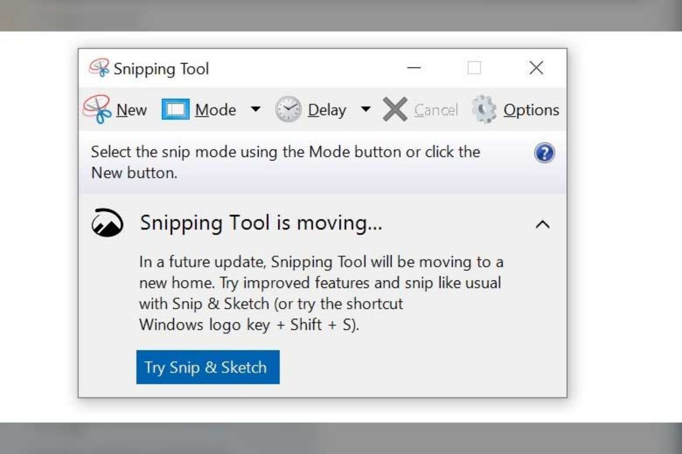 Snipping Tool hỗ trợ hẹn giờ chụp