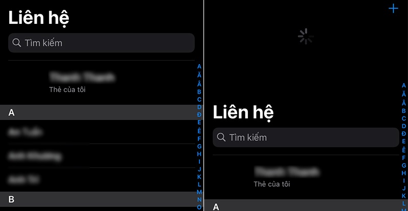 Reload danh bạ để kiểm tra dữ liệu