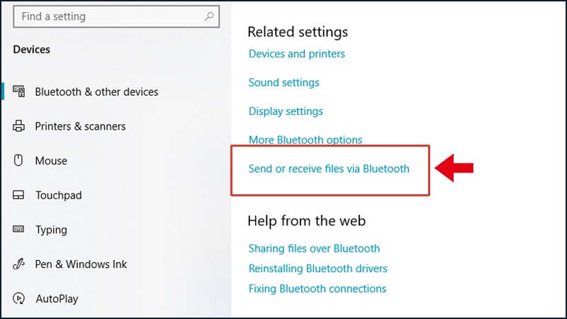 Ấn vào tùy chọn tại mục Related settings để có thể nhận file truyền từ điện thoại