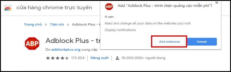 Chọn Thêm tiện ích