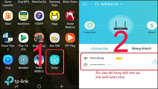 Thoát ra và vào lại để ứng dụng nhận dạng tên WiFi mà điện thoại đang kết nối