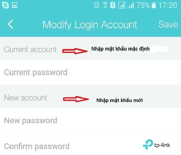 Đổi mật khẩu cục phát tùy theo ý thích của mình tại mục ModiFy Login Account