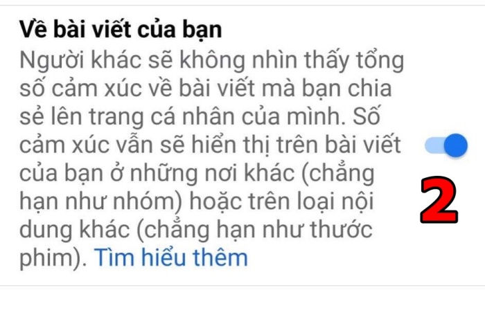 Sau khi đã kéo thanh gạt về bên phải sẽ hiện thị màu xanh.