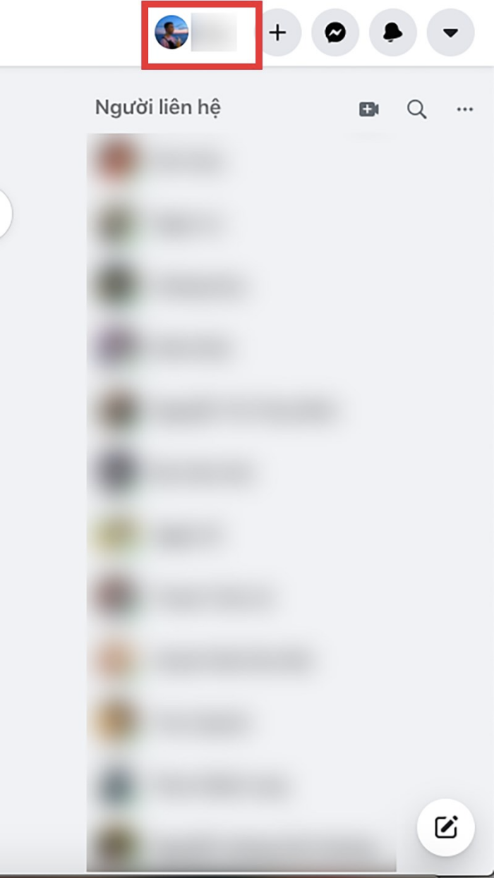 Mở Facebook trên máy tính, bấm vào ảnh đại diện ở góc trên bên phải