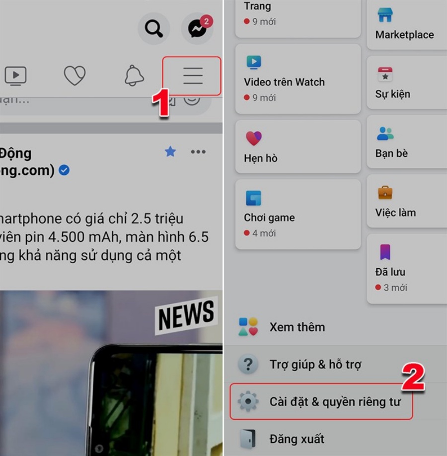 Vào thiết lập Cài đặt quyền riêng tư