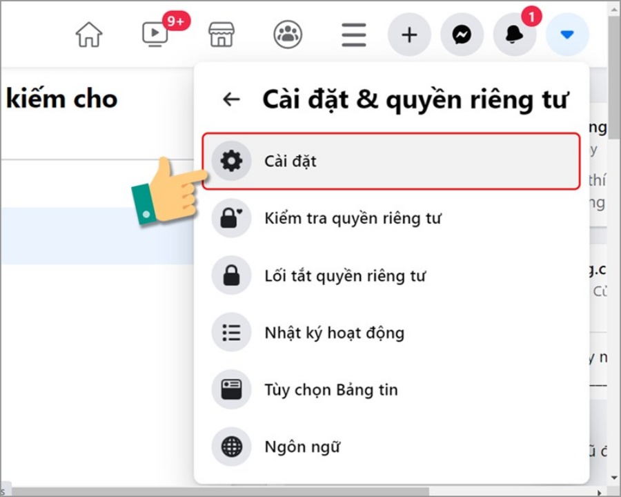Chọn Cài đặt