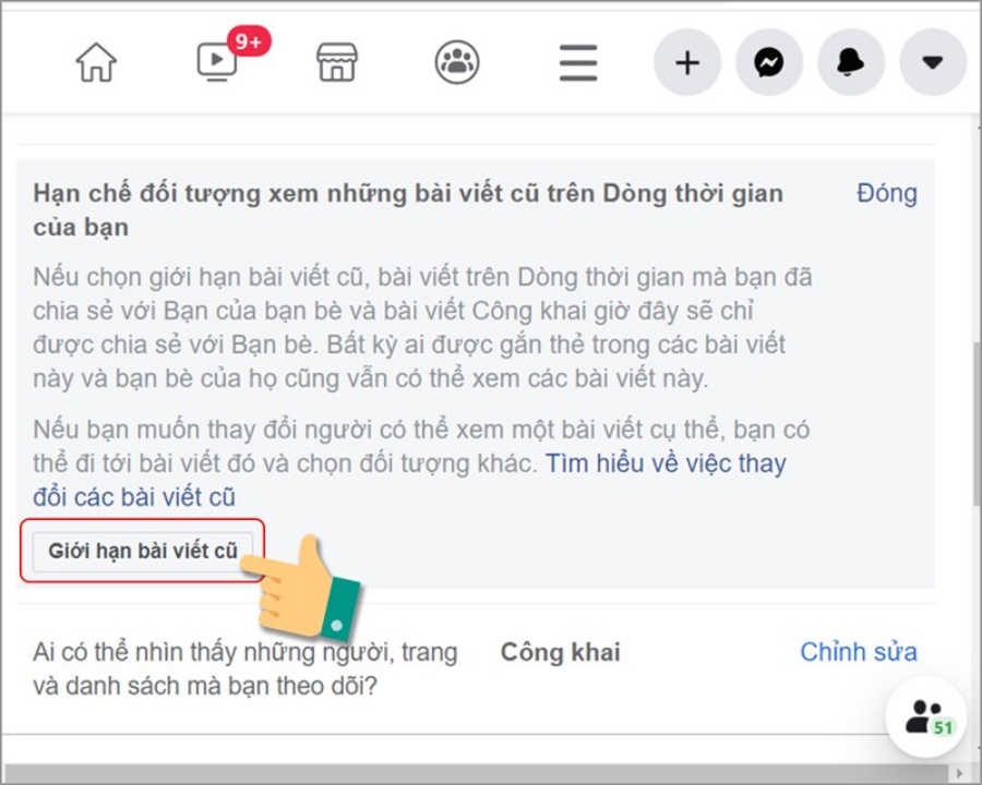 Nhấn chọn Giới hạn bài viết cũ