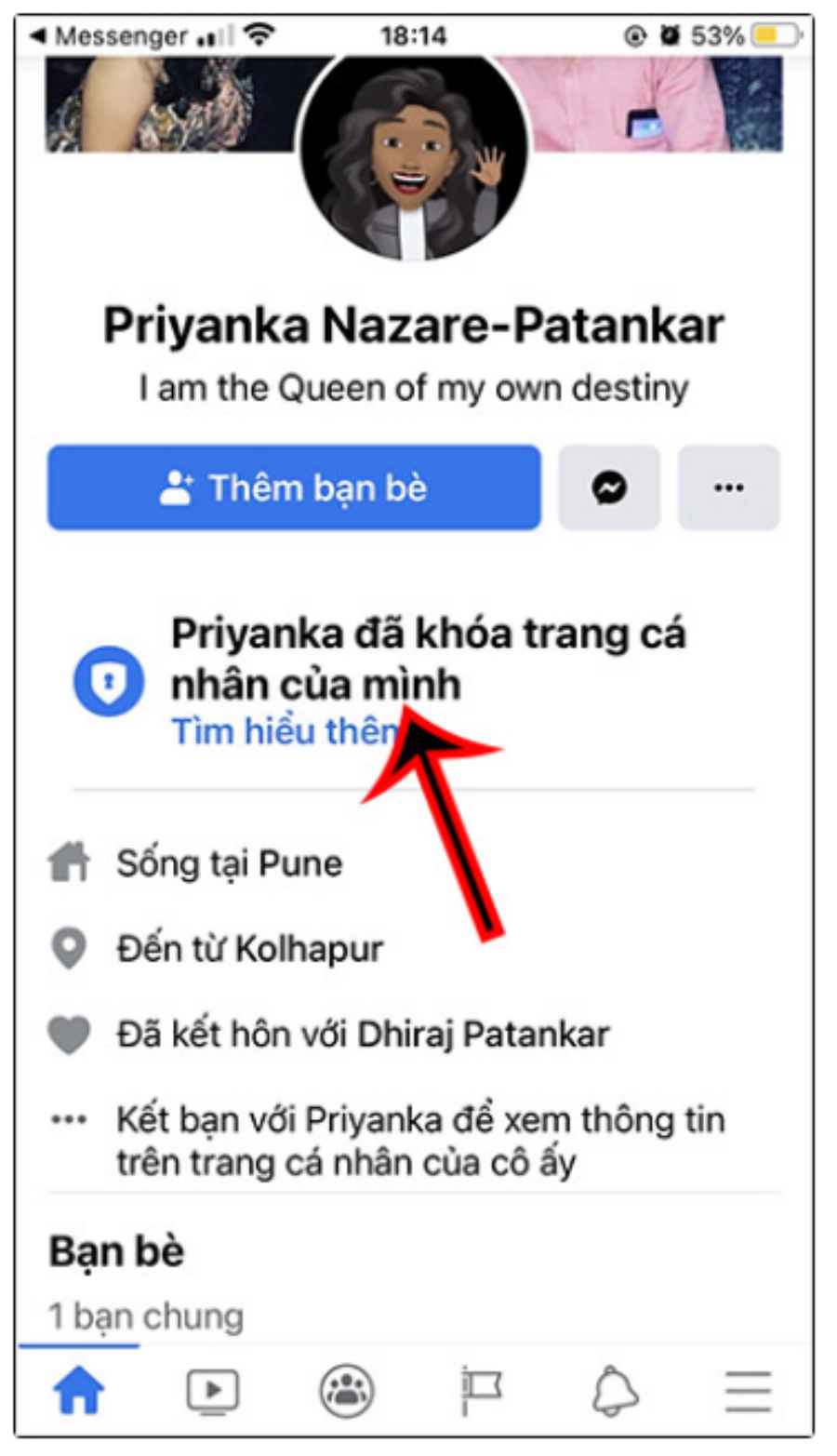 Thông báo Trang cá nhân của bạn đã bị khóa sẽ được hiển thị