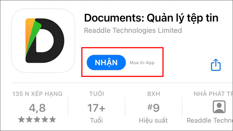 Bạn hãy tải ứng dụng Documents về thiết bị điện thoại Iphone nhé.