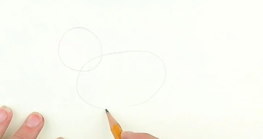 Vẽ phác một đường tròn và một hình thuôn dài.