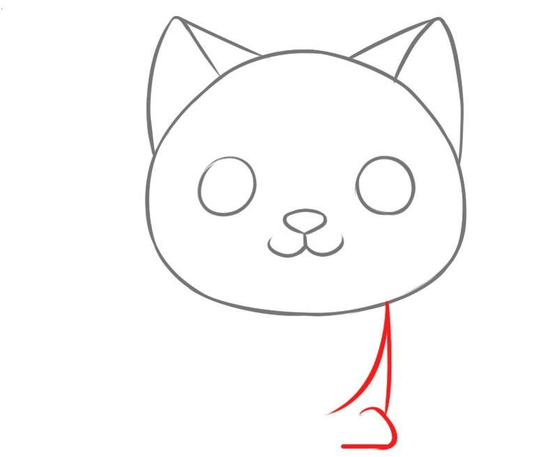 Vẽ những đường cong thẳng xuống làm chân cho chú mèo